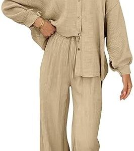 AUTOMET Womens 2 Piece 2023 Fall Clothes Fashion Outfits Two Piece Matching Wide Leg Palazzo Pants Sets Tracksuit Clothes