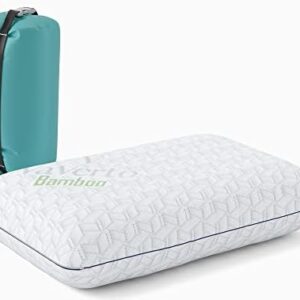 Vaverto Small Memory Foam Pillow for Travel and Camping - Compressible Medium Firm, Contoured Support, Breathable Cover, Machine Washable, Ideal Backpacking, Airplane and Car