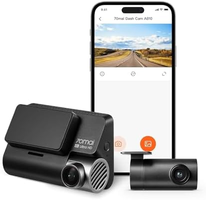 70mai New 4K Dash Cam A810 with Sony Starvis 2 IMX678,Dual HDR Front and Rear Cam,Built in GPS,Night Owl Vision,Support 256GB Max,Smart Parking Guardian Mode,AI Motion Detection,Time-Lapse Recording