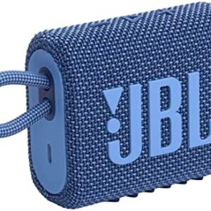 JBL Go 3 Eco: Portable Speaker with Bluetooth, Built-in Battery, Waterproof and Dustproof Feature - Blue