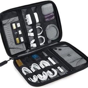 BAGSMART Electronics Organizer Travel Case, Small Cable Organizer Bag for Travel Essentials, Travel Tech Organizer as Travel Accessories, Cord Organizer for Phone, Power Bank, SD Card, Black