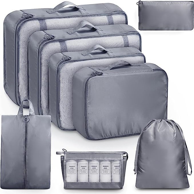 8 Set Packing Cubes for Travel, Luggage Organizer Bags for TravelEssentials, Travel Cubes for Carry on Suitcases (Light Blue) - Image 4