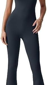 QINSEN Wide Leg Jumpsuits for Women Tank Square Neck Bodycon Full Length Casual Unitard Playsuit