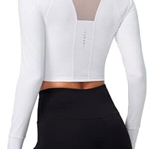 SANTINY Women's Long Sleeve Crop Workout Tops Slim Fit Gym Yoga Running Shirts for Women
