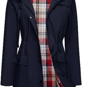 SaphiRose Women's Waterproof Rain Jacket Lightweight Raincoat Hooded Windbreaker Trench Coat