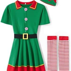 Muimray Christmas Elf Costume for Toddler Baby Boys Girls Santa Costume Outfit Xmas Clothes Top +Pants + Hat Cosplay Outfit