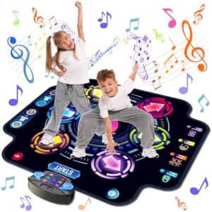 【Upgraded】KIZJORYA Dance Mat for Kids, Electronic Light-up Dance Pad with Wireless Bluetooth 5 Speeds 9 Levels, Dancing Mat for Toddlers Music Game Dance Toy for Girls Boys 3 4 5 6 7 8 9 10+ Year Old